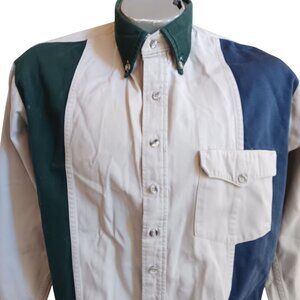Vintage Large Western SHirt Latigo Mens Long Sleeve Colorblock 1990's All Cotton